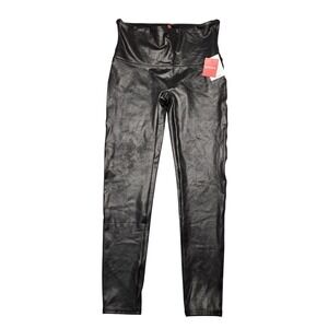 Spanx‎ Leggings Womens XL Black Faux Leather High Rise Shaping Control Waist